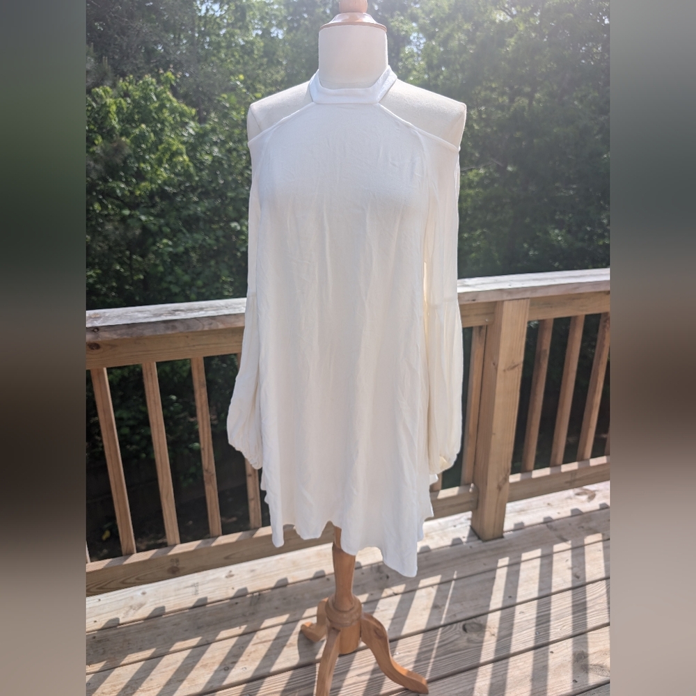 Free People Drift Away Top White Tunic Dress Boho Mini Flowy Med